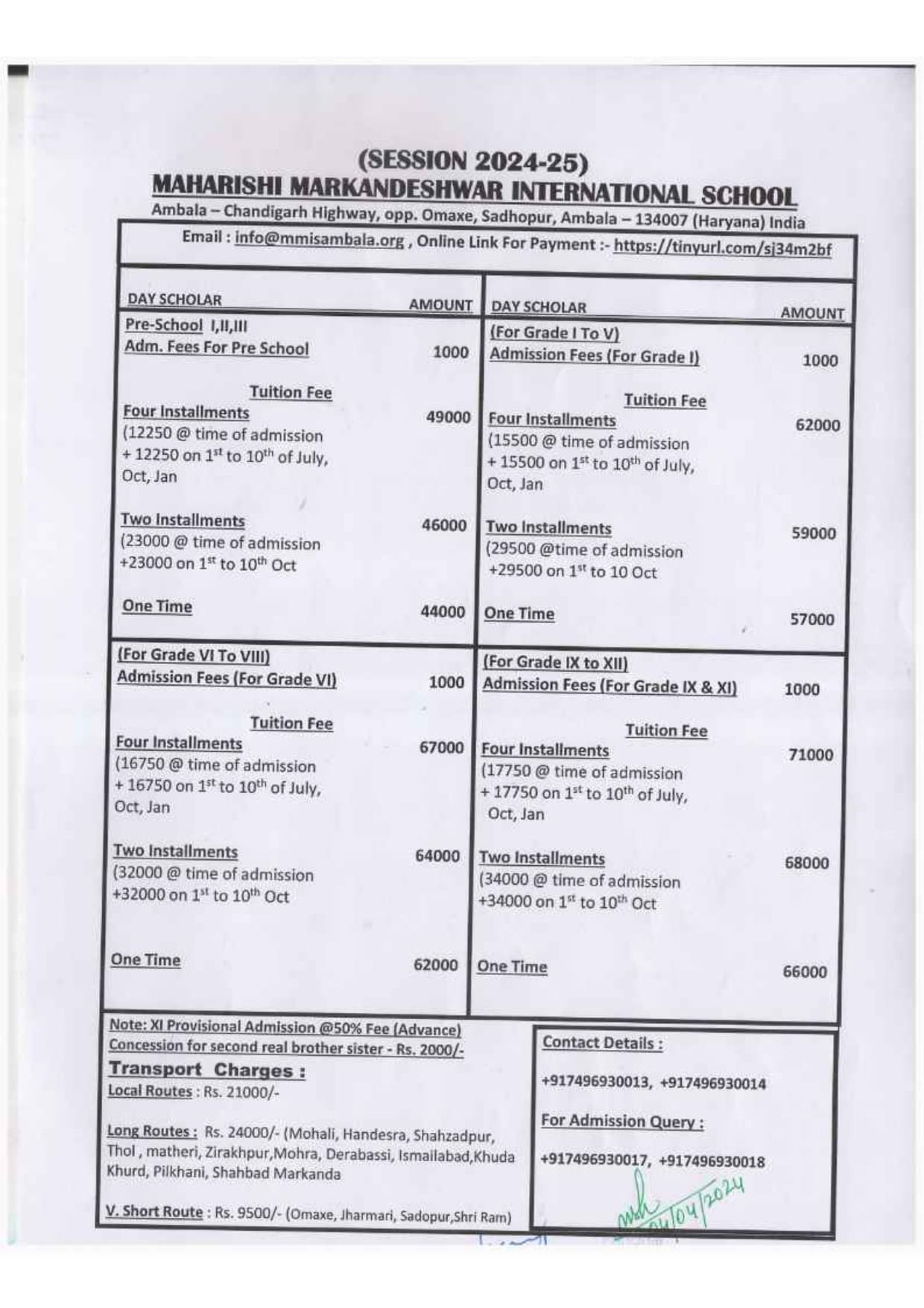 Fee Structure MMIS MM International School Ambala Haryana fee-structure-mmis-mm-international-school-ambala-haryana